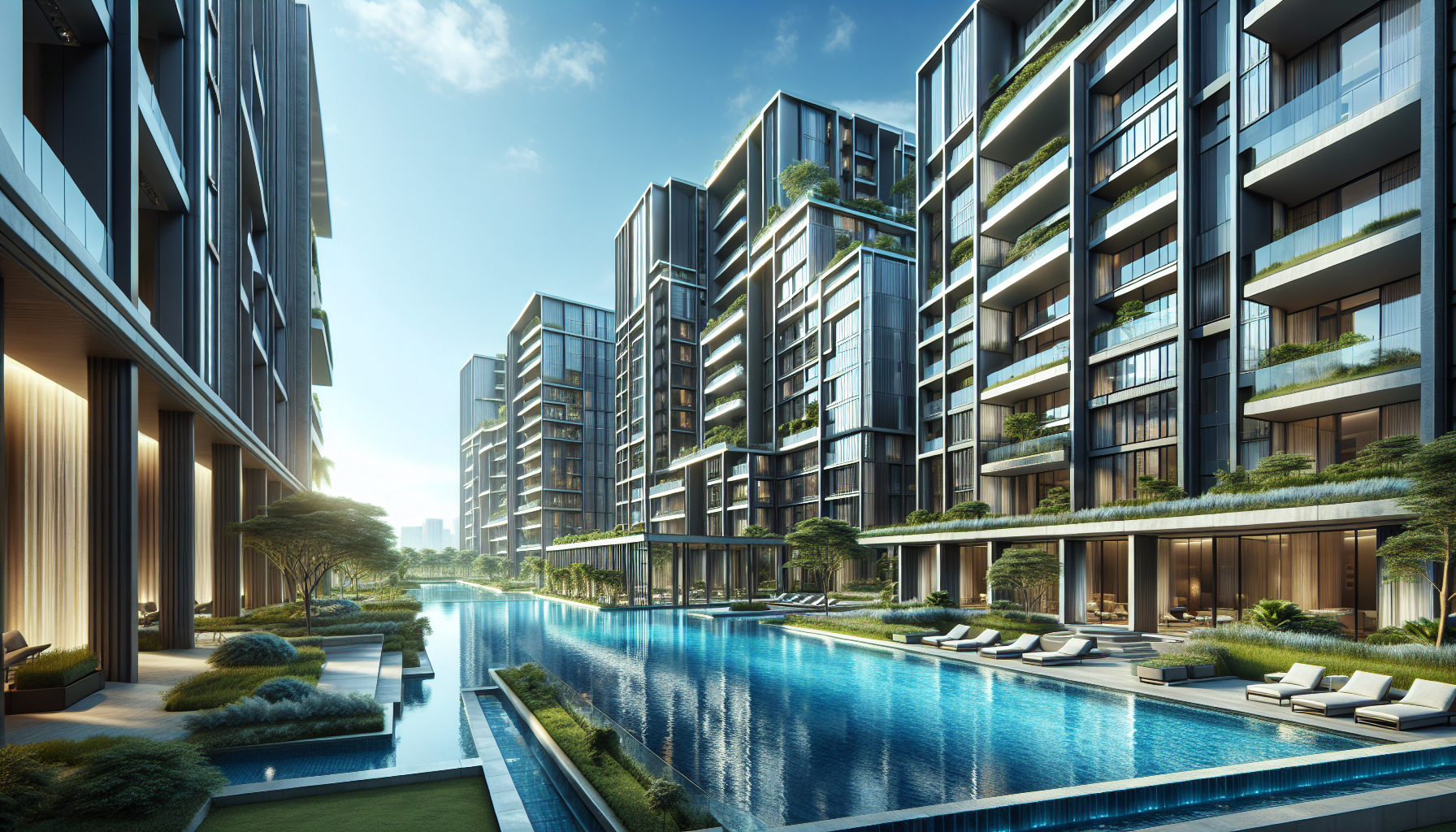 An apartment complex with a swimming pool, ideal for Apartment Investment Strategies.