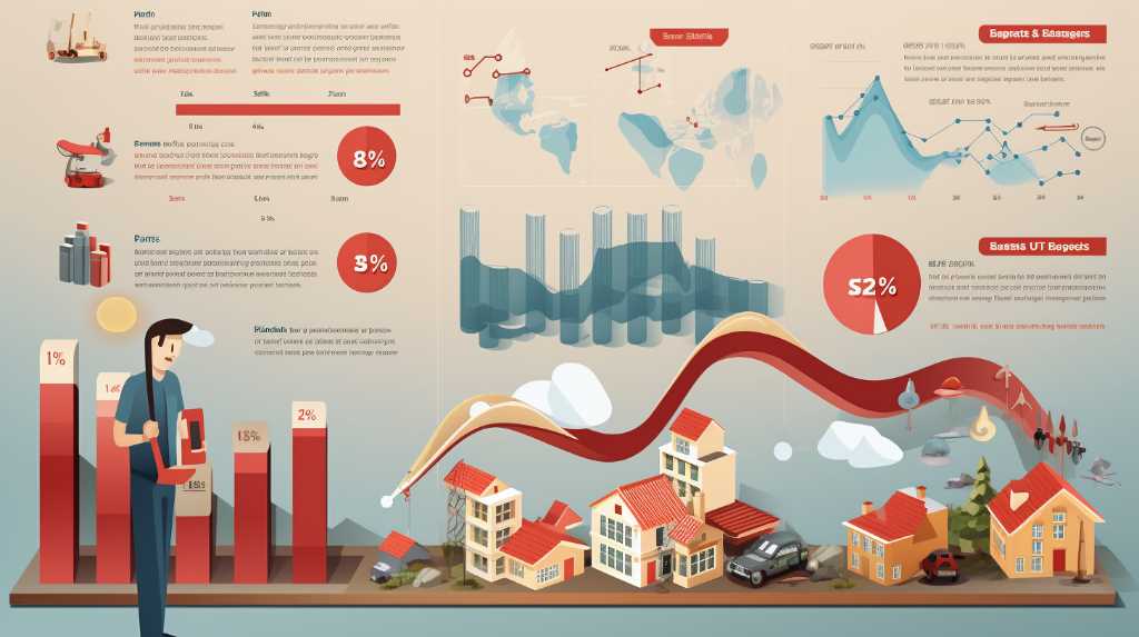 A man standing in front of a house with graphs and infographics.