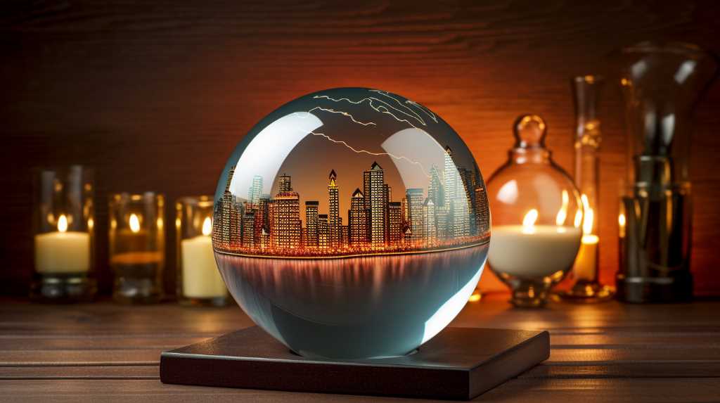 A glass egg with a cityscape on it.