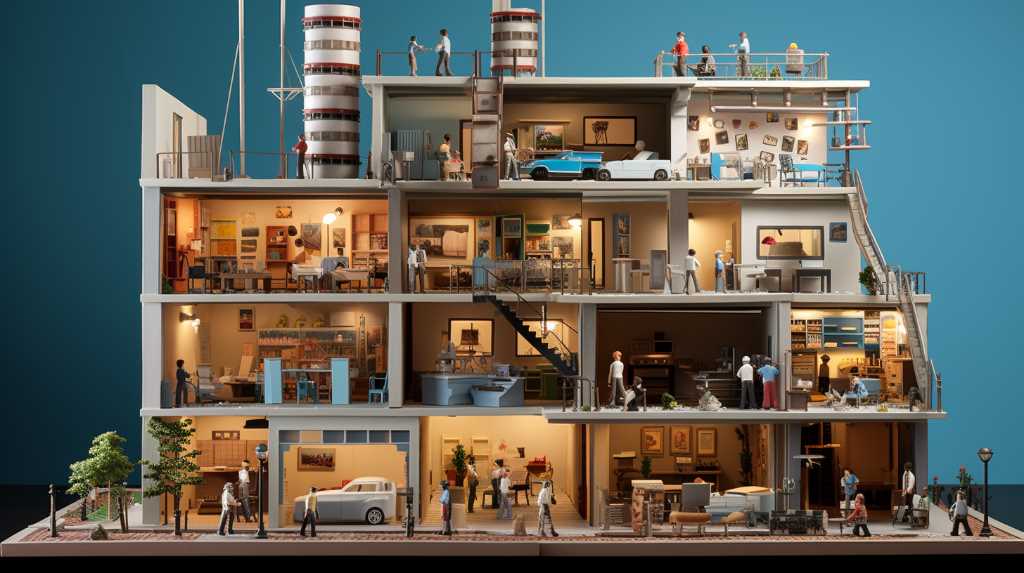 A model of a house with people in it.