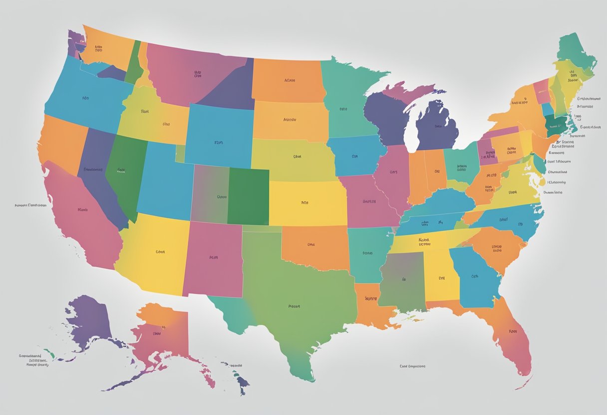 A vibrant map showcasing the United States.
