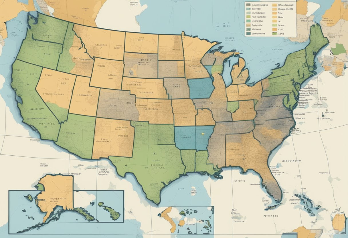 A comprehensive map of the United States showcasing the top states for purchasing multi-family properties in 2024.
